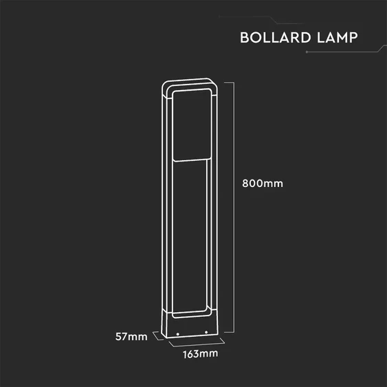 10W LED Bollard Lamp SAMSUNG CHIP Black Body IP65 6400K