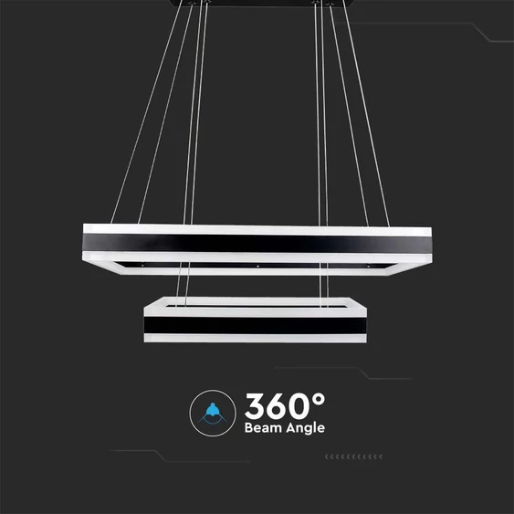113W LED Dimmable Soft Light Chandelier, 3000K, Square Black body