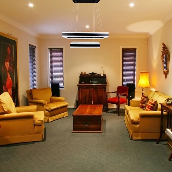 113W LED Dimmable Soft Light Chandelier, 3000K, Square Black body