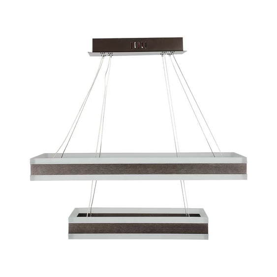 113W LED Dimmable Soft Light Chandelier, 3000K, Square Coffee brown body