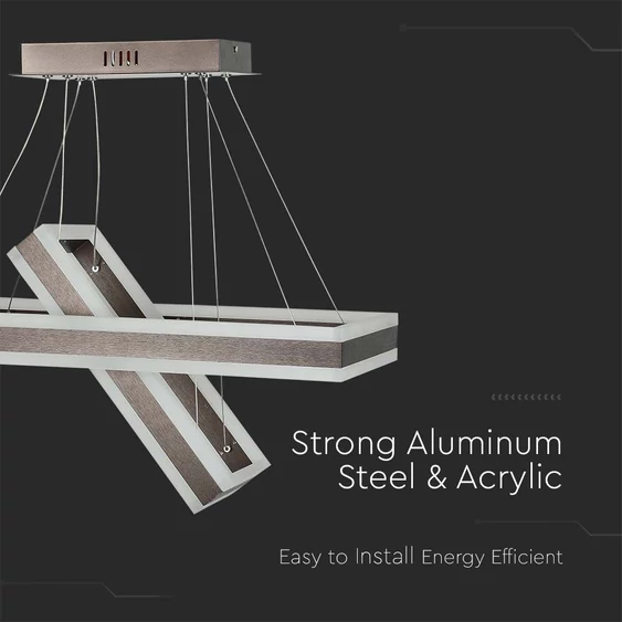 113W LED Dimmable Soft Light Chandelier, 3000K, Square Coffee brown body