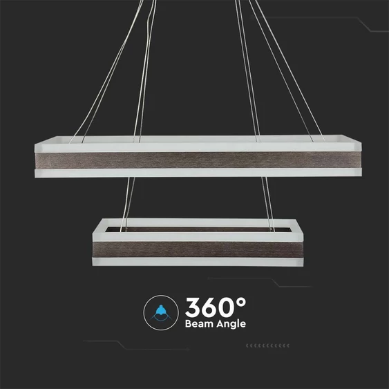 113W LED Dimmable Soft Light Chandelier, 3000K, Square Coffee brown body