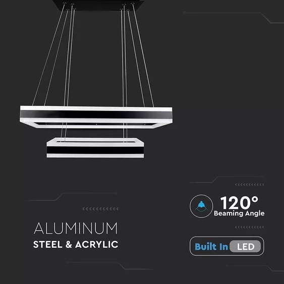 115W Soft Light Chandelier Dimmable Black 3000K