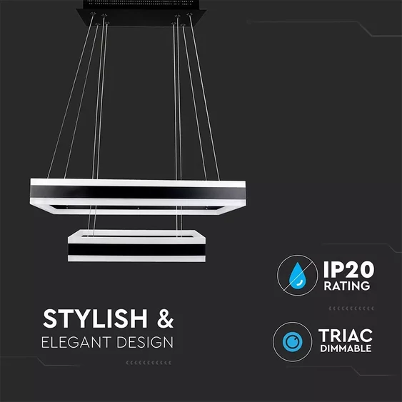 115W Soft Light Chandelier Dimmable Black 3000K