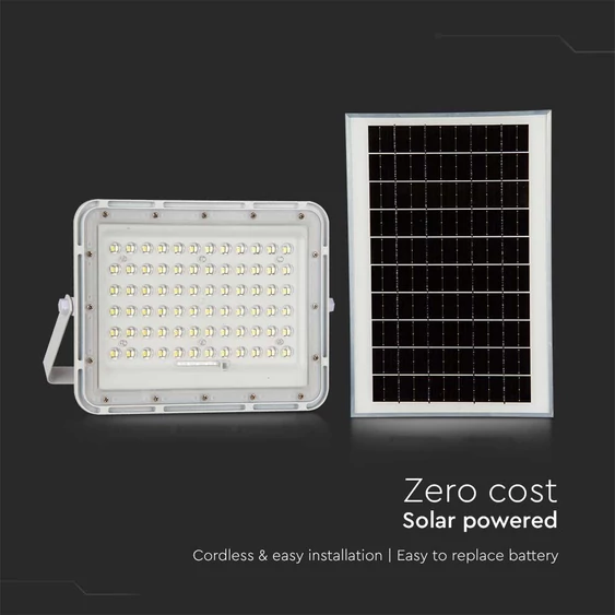 White LED 15W solar floodlight, 12000mAh battery, 6500K, IP65