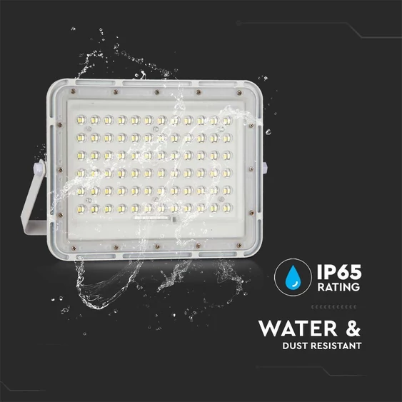 V-TAC 12000mAh napelemes LED reflektor 15W természetes fehér, 1200 Lumen, fehér házzal - SKU 7844