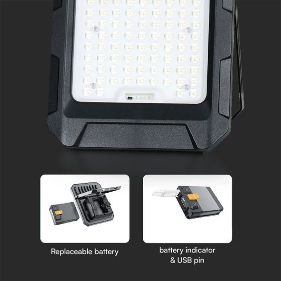 V-TAC 12000mAh napelemes LED reflektor, természetes fehér, 1800 Lumen - SKU 23439
