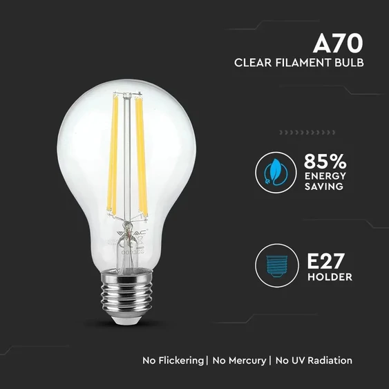 V-TAC 12.5W E27 természetes fehér filament LED égő - SKU 7459