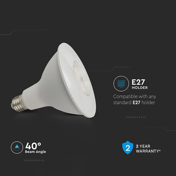 V-TAC 12.8W E27 hideg fehér PAR38 LED égő - SKU 23892