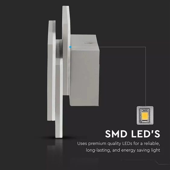 V-TAC 12W beltéri szürke fali LED lámpa természetes fehér - SKU 8207