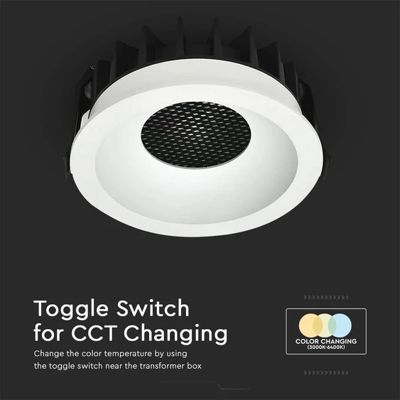 V-TAC COB LED 12W CCT méhsejt diffúzoros mélysugárzó, fehér, BridgeLUX chipes - SKU 23672