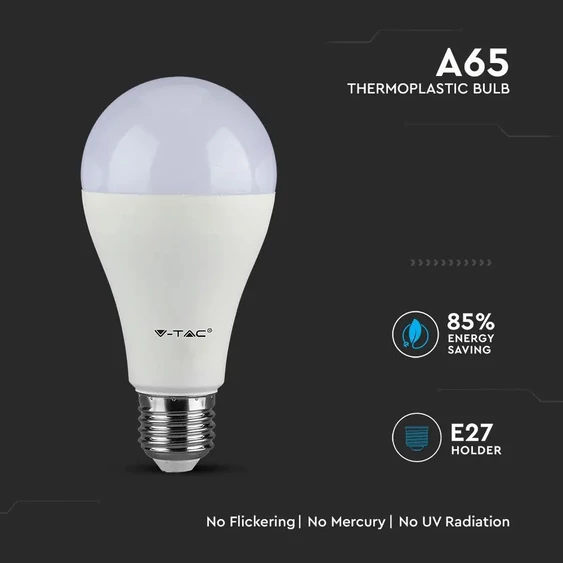 V-TAC 12W E27 meleg fehér LED égő - SKU 249