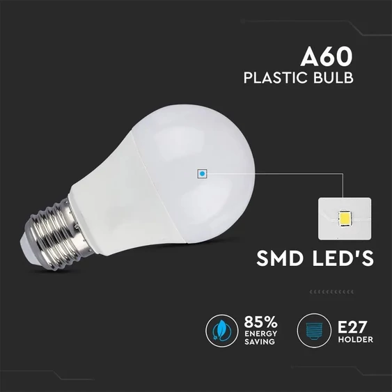 V-TAC 12W E27 természetes fehér CRI>95 LED égő - SKU 7483