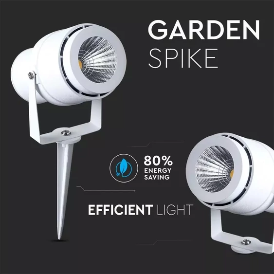 12W LED Garden Spike Lamp White Body Green