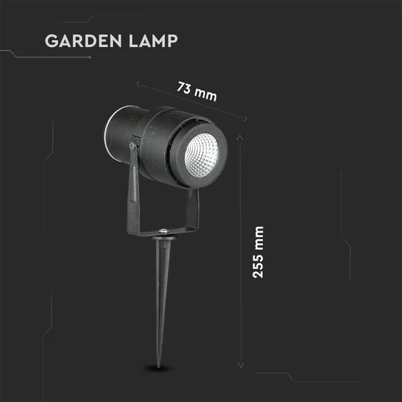 12W LED Garden Spike Lamp Black Body 4000K