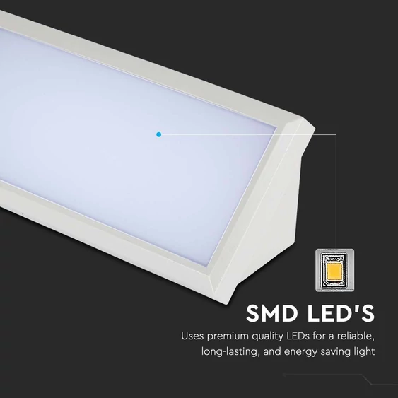 V-TAC Landscape 12W kültéri fali LED lámpa hideg fehér, fehér házzal, 100 Lm/W - SKU 6815