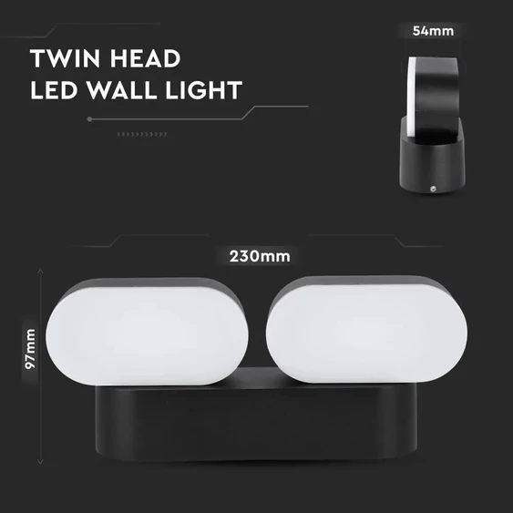 12W Led Wall Lamp Movable Black Body 3000K