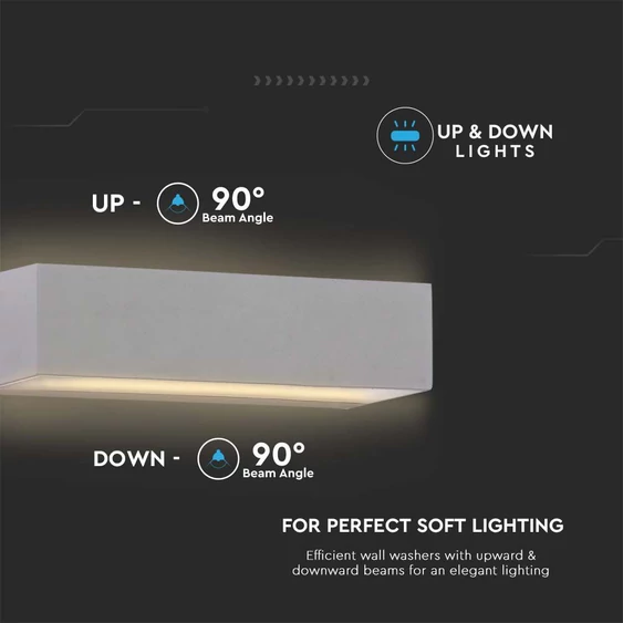 V-TAC 12W kültéri, téglatest alakú, fali LED lámpa hideg fehér - SKU 218244