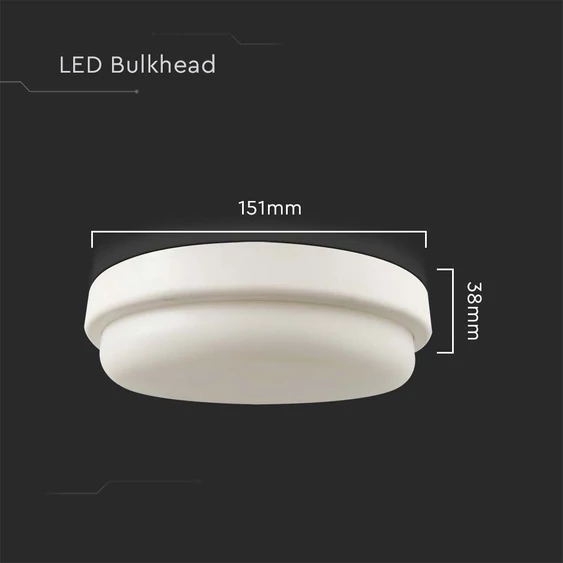 V-TAC 12W LED mennyezeti lámpa, IP54, fehér házas, meleg fehér - SKU 10195