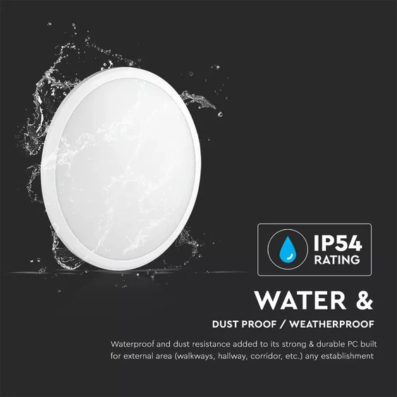 V-TAC 12W mennyezeti LED lámpa, mozgásérzékelővel, IP54, meleg fehér - SKU 937