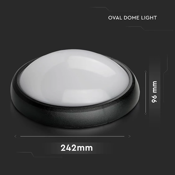 12W LED Full Oval Ceiling Lamp Black Body IP54 3000K