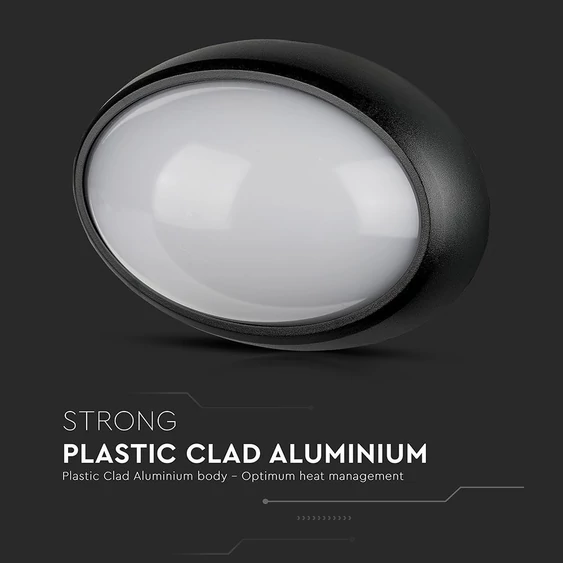 12W LED Full Oval Ceiling Lamp Black Body IP54 3000K
