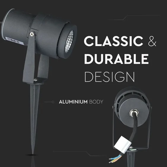 12W LED Garden Spike Lamp Grey Body 3000K