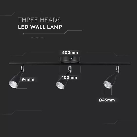 13.5W Led Wall Lamp 3000K Black