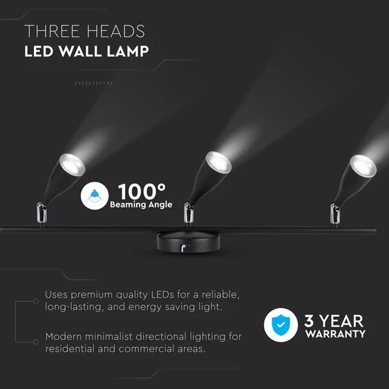13.5W Led Wall Lamp 3000K Black