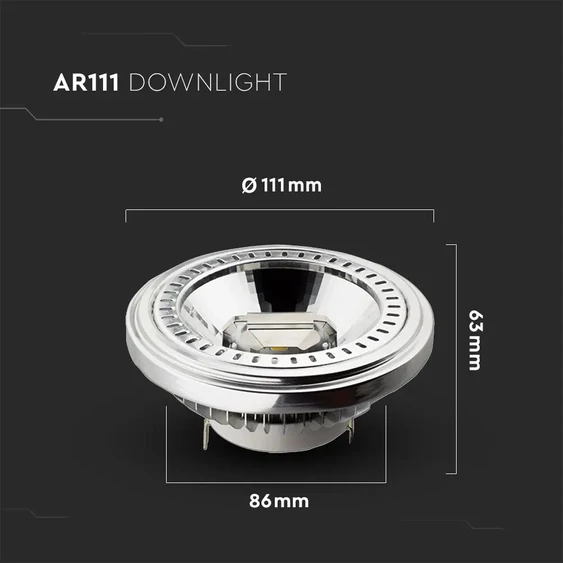 V-TAC 15W AR111 G53 LED égő hideg fehér 40° - SKU 4255
