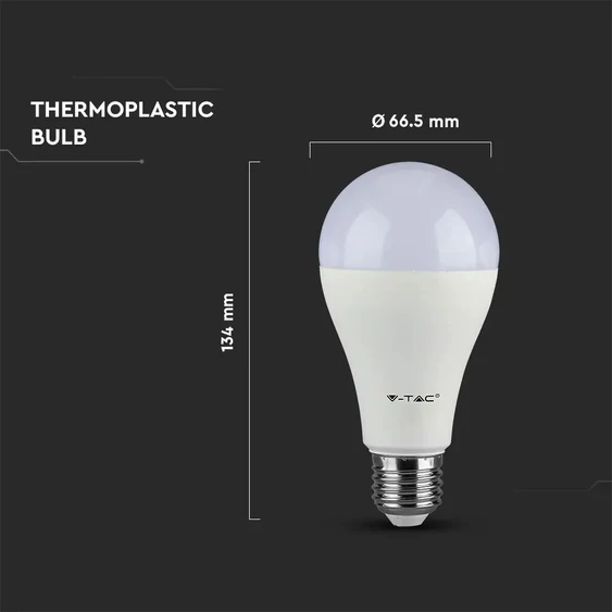 LED Bulb - 15W E27 A60 Thermoplastic 6400K 2PCS/Blister Pack