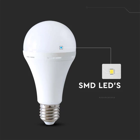 V-TAC 15W E27 természetes fehér A90 LED égő, akkumulátorral - SKU 7795