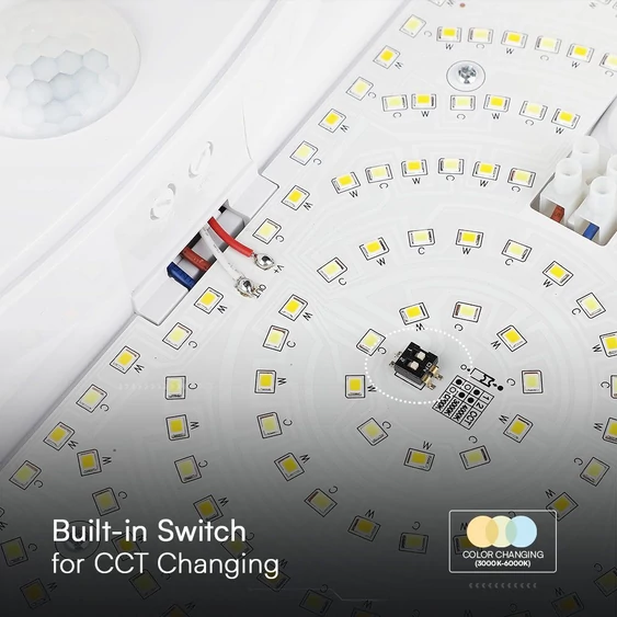 V-TAC 15W  LED lámpa, mozgásérzékelővel, állítható színhőmérséklettel - SKU 23420