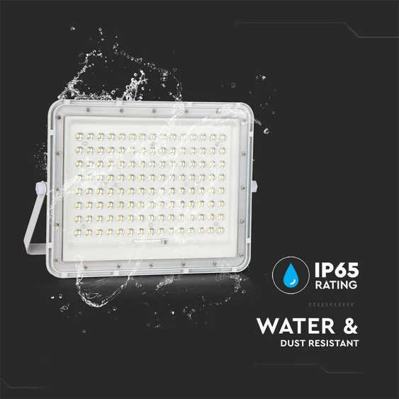 V-TAC 16000mAh napelemes LED reflektor 20W hideg fehér, 1800 Lumen, fehér házzal - SKU 7845
