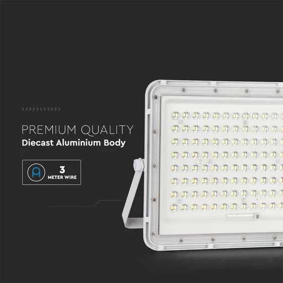 V-TAC 16000mAh napelemes LED reflektor 20W hideg fehér, 1800 Lumen, fehér házzal - SKU 7845