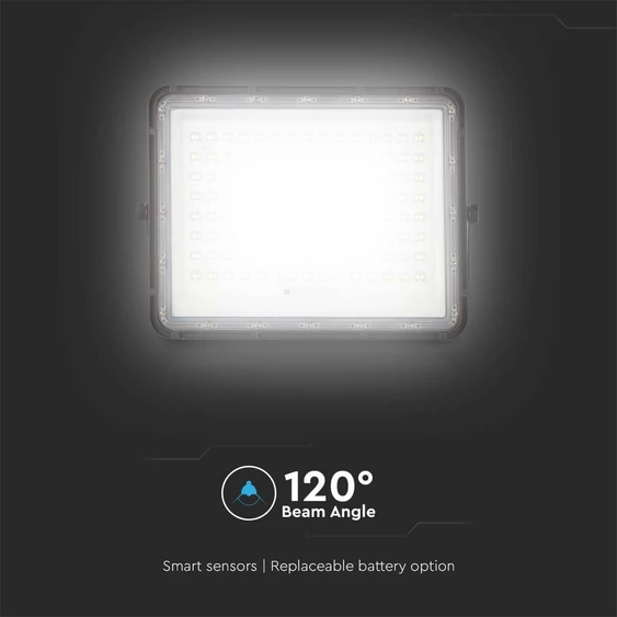 V-TAC 16000mAh napelemes LED reflektor 20W hideg fehér, 1800 Lumen, fekete házzal - SKU 7827