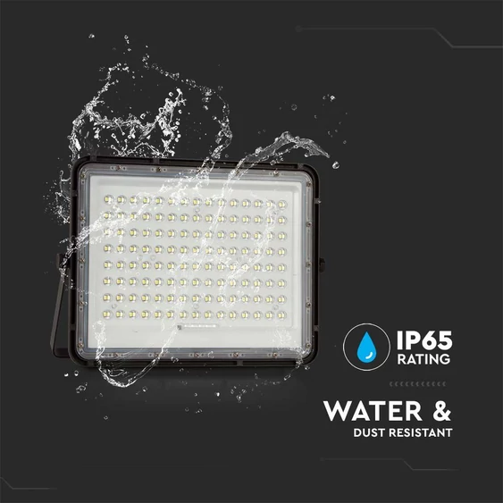 V-TAC 16000mAh napelemes LED reflektor 20W természetes fehér, 1800 Lumen, fekete házzal - SKU 7828