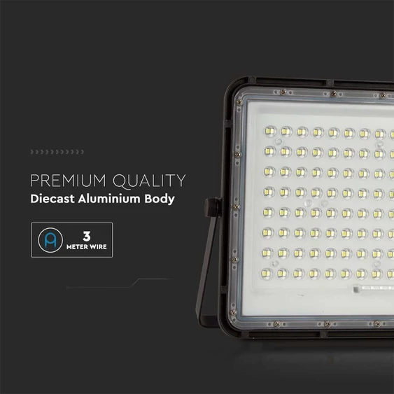 V-TAC 16000mAh napelemes LED reflektor 20W természetes fehér, 1800 Lumen, fekete házzal - SKU 7828