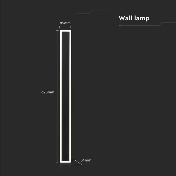 Square Black 17W LED wall lamp, 3000K, IP65