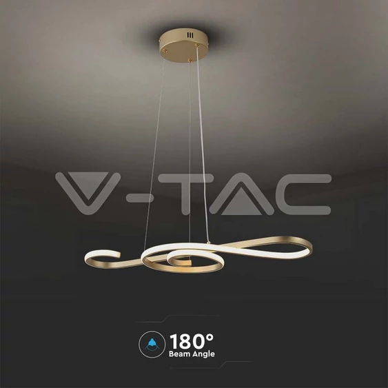 V-TAC 18W Arany színű violinkulcs csillár, meleg fehér, 125 Lm/W - SKU 8021