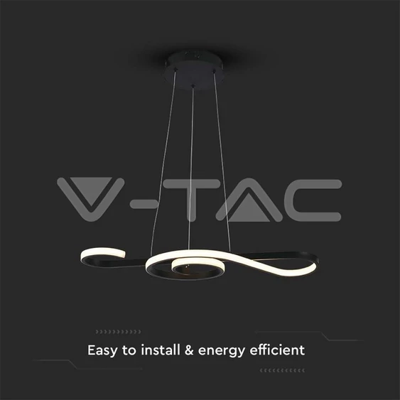 V-TAC 18W Fekete violinkulcs csillár, meleg fehér, 125 Lm/W - SKU 8020