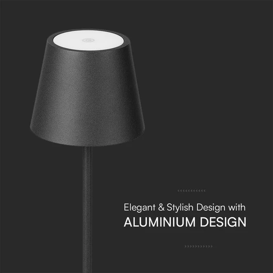 2W Led Table Lamp (4400mA Battery) IP54 Black Body 3000K