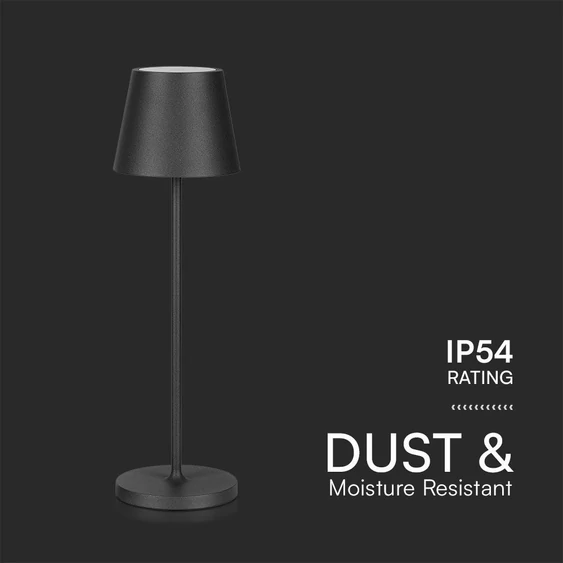 2W Led Table Lamp (4400mA Battery) IP54 Black Body 3000K