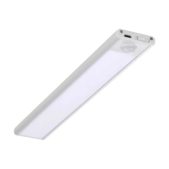 V-TAC 1.5W, 2in1 akkumulátoros LED bútorvilágítás, természetes fehér, ezüst házzal, 30 cm - SKU 2958