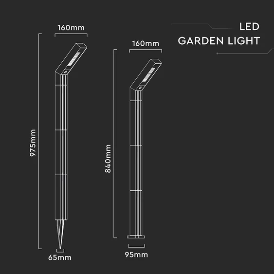 V-TAC 1.5W napelemes LED 2in1 kandeláber, IP65, állítható színhőmérséklettel - SKU 23997