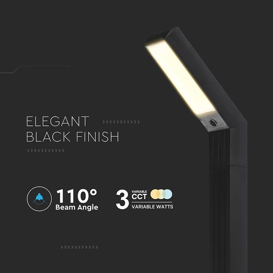 V-TAC 1.5W napelemes LED 2in1 kandeláber, IP65, állítható színhőmérséklettel - SKU 23997