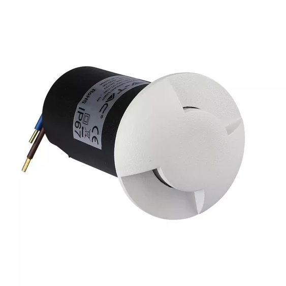 V-TAC 1W 12V kültéri, 2 irányú talajlámpa, fehér, IP67 90°, hideg fehér - SKU 1467