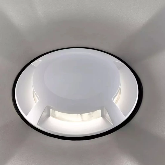V-TAC 1W 12V kültéri, 4 irányú talajlámpa, fehér, IP67 90°, meleg fehér - SKU 1469
