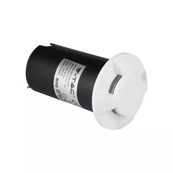 V-TAC 1W 12V kültéri, 4 irányú talajlámpa, fehér, IP67 90°, meleg fehér - SKU 1469