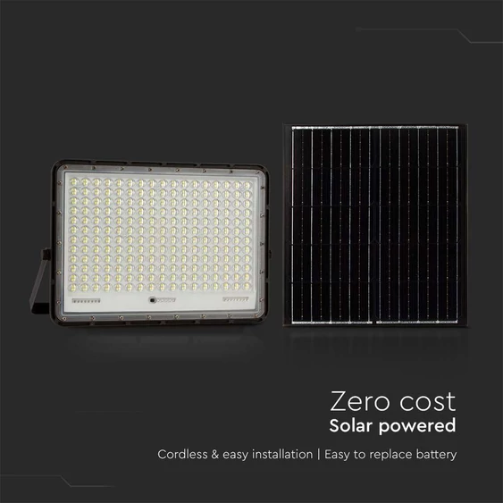 Black LED 30W solar floodlight, 20000mAh battery, 6500K, IP65